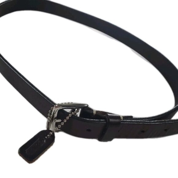 Vntg Coach Leather Belt Womens 40 Inches Dark Brown Skinny Authentic Italy Made main image 6